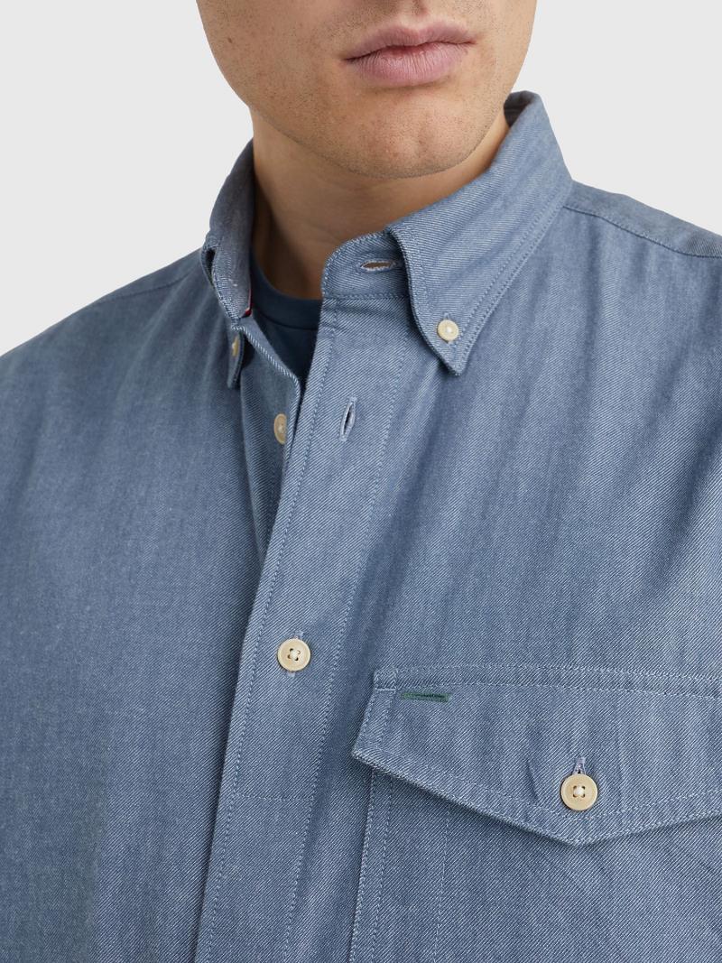 Férfi Tommy Hilfiger Relaxed fit denim overshirt Ingek Sötétkék | HU 1060LIS